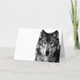 Black & White Wolf Portrait Card