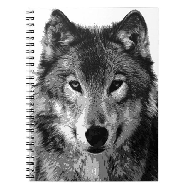 Black & White Wolf Portrait Notebook (Front)