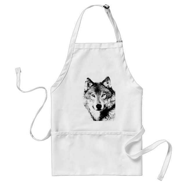 Black & White Wolf Standard Apron (Front)