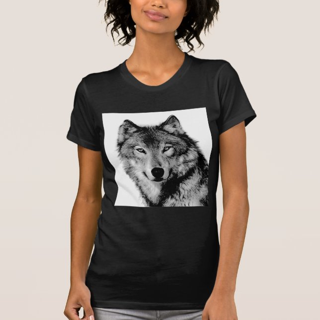 Black & White Wolf T-Shirt (Front)