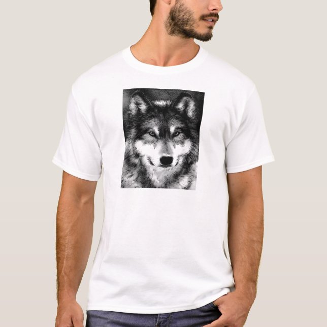 Black & White Wolf T-Shirt (Front)