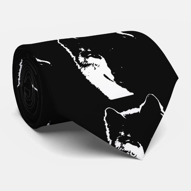 Black & White Wolf Tie (Rolled)