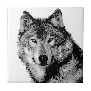 Black & White Wolf Tile