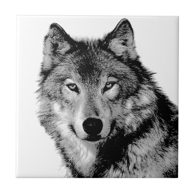 Black & White Wolf Tile (Front)