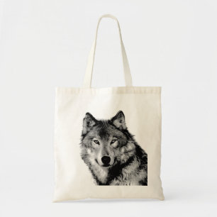 Black & White Wolf Tote Bag
