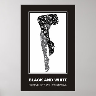 Black white woman's floral legs motivational poster