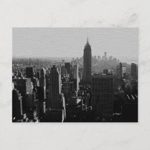 Black & White Wood Effect NYC Postcard