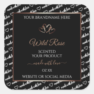 Black White Word Art Product Label Rose Gold Frame
