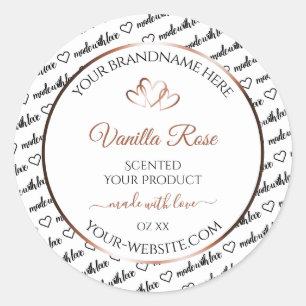 Black White Word Art Product Label Rose Gold Heart