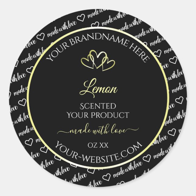 Black White Word Art Product Labels Cream Hearts (Front)