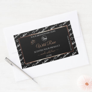 Black White Word Art Product Labels Logo Rose Gold