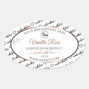 Black White Word Art Product Labels Rose Gold Logo