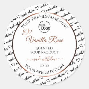 Black White Word Art Product Labels Rose Gold Logo