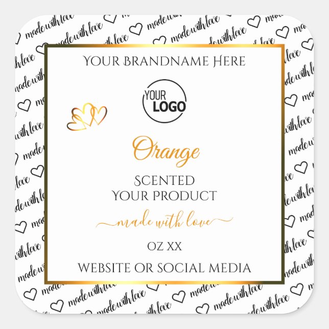 Black White Word Cloud Orange Product Labels Logo (Front)