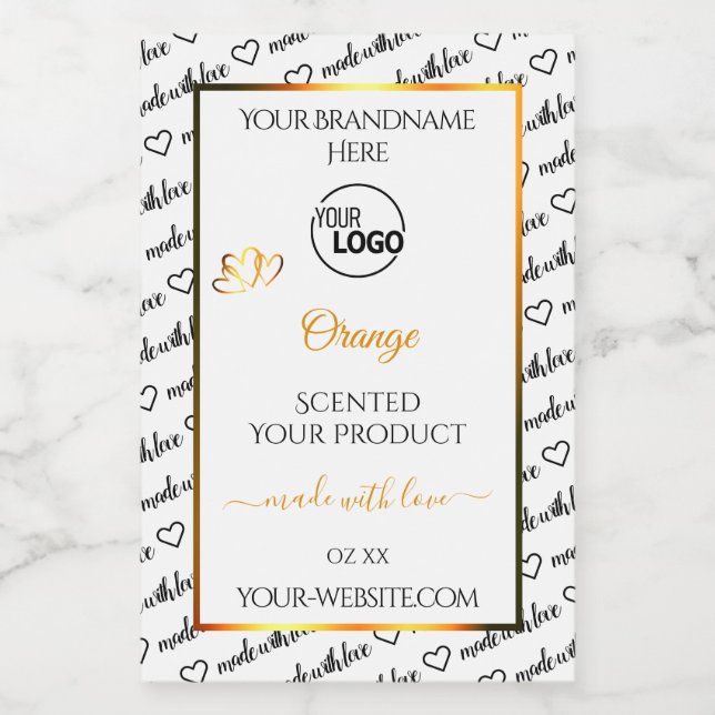 Black White Word Cloud Orange Product Labels Logo (Single Label)