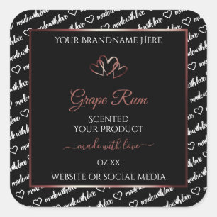 Black White Word Cloud Product Label Burgund Heart