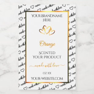 Black White Word Cloud Product Label Orange Hearts