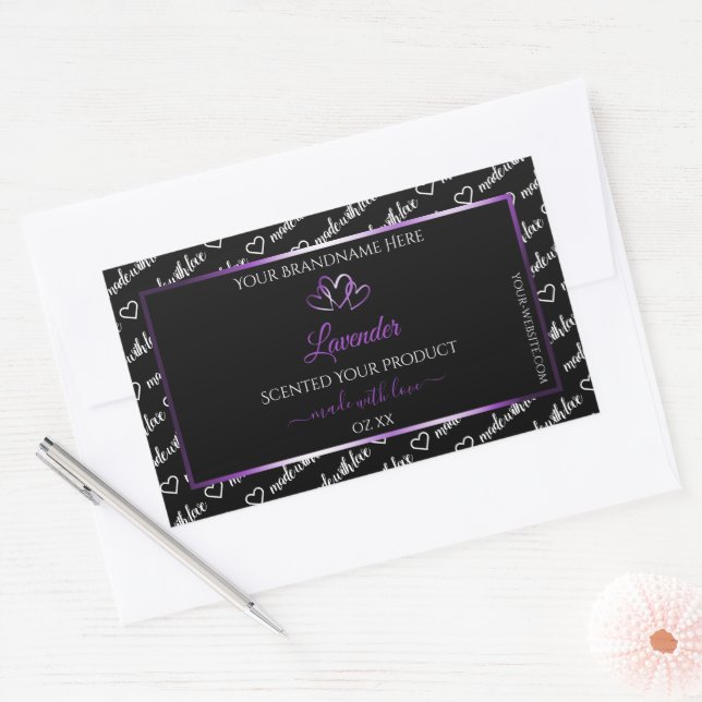 Black White Word Cloud Product Label Purple Hearts (Envelope)