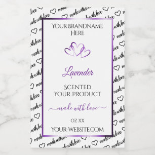 Black White Word Cloud Product Label Purple Hearts
