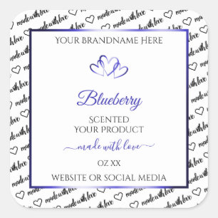 Black White Word Cloud Product Labels Blue Hearts