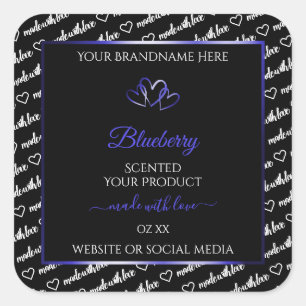 Black White Word Cloud Product Labels Blue Hearts