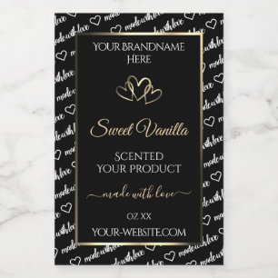 Black White Word Cloud Product Labels Gold Frame