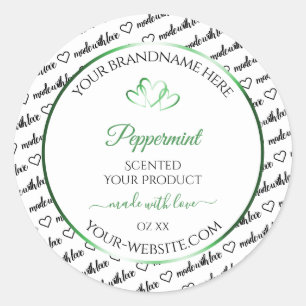 Black White Word Cloud Product Labels Green Hearts