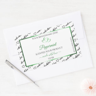 Black White Word Cloud Product Labels Green Hearts