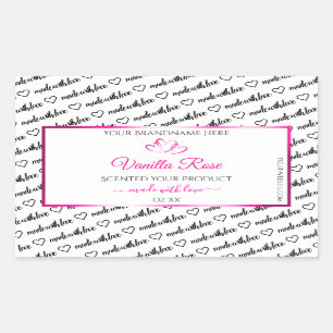 Black White Word Cloud Product Labels Pink Hearts
