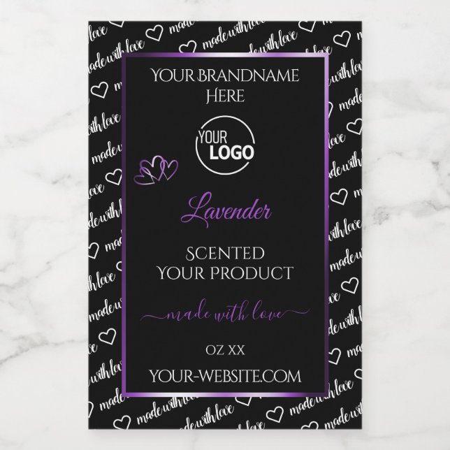 Black White Word Cloud Purple Product Labels Logo (Single Label)