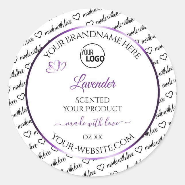 Black White Word Cloud Purple Product Labels Logo (Front)