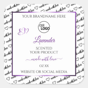 Black White Word Cloud Purple Product Labels Logo