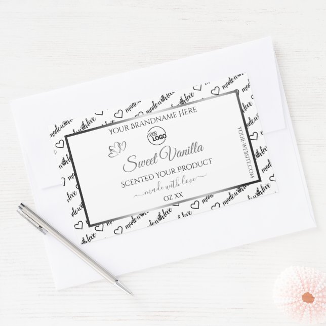 Black White Word Cloud Silver Product Labels Logo (Envelope)