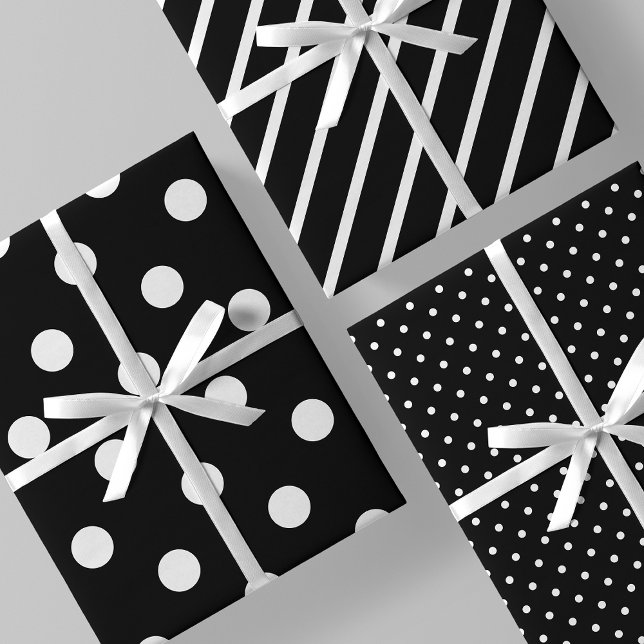 Black & White Wrapping Paper Sheets (Stripes & Polka Dots Classic Black & White Wrapping Paper Sheets)