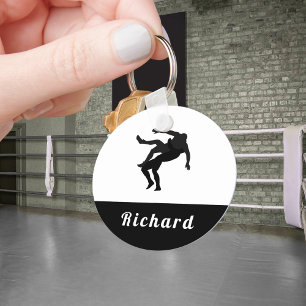 Black & White Wrestling Theme Design Wrestler Name Key Ring