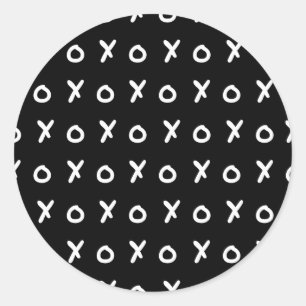 Black & White X O XO X&O's Trendy Cute Classic Round Sticker