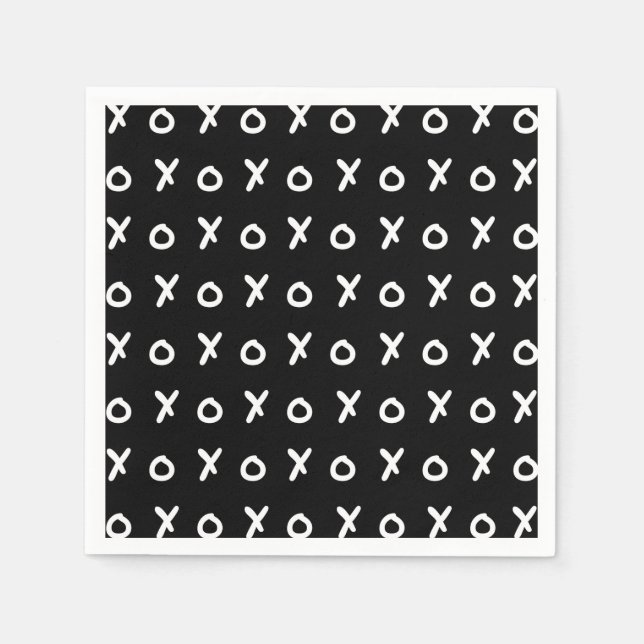Black & White X O XO XO's Trendy Cute Napkin (Front)