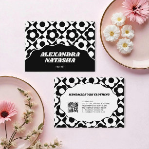 Black White Y2K Flower Handmade Clothing  Business Card