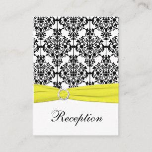Black, White, Yellow Damask Enclosure Card