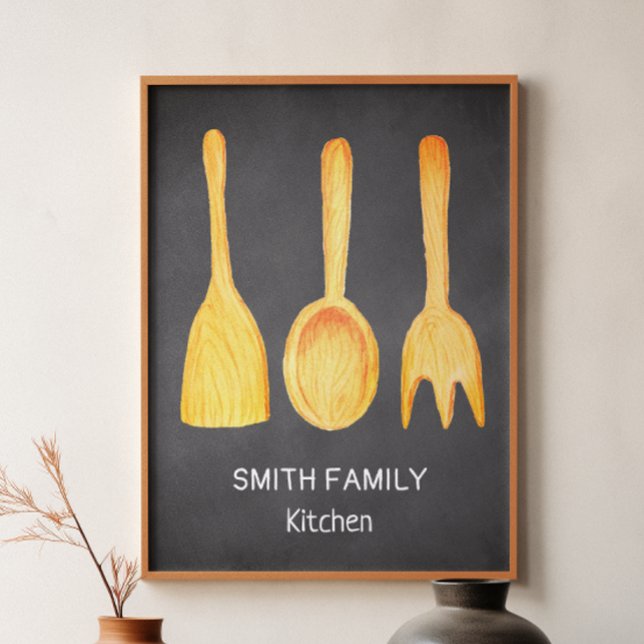 Black White Yellow Kitchen Utensils Chalkboard Poster (Creator Uploaded)