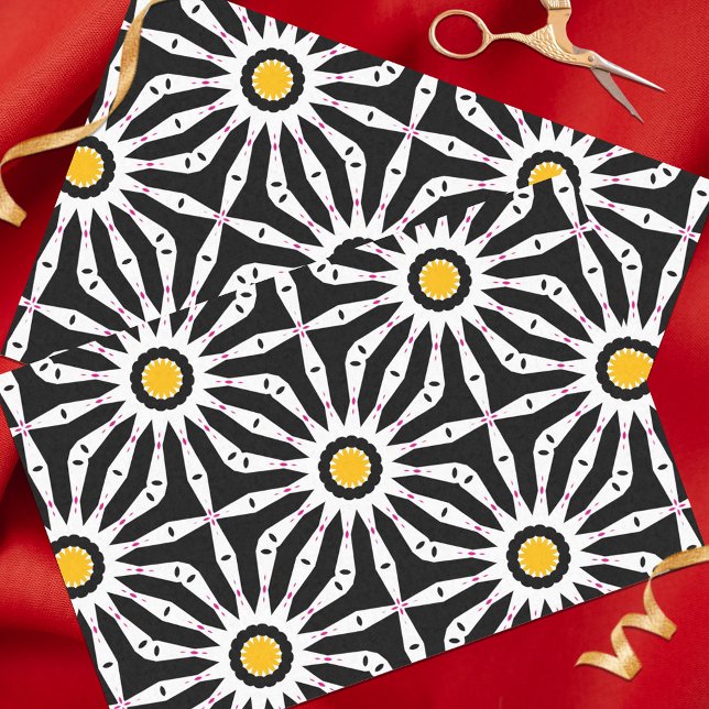 Black White & Yellow Mosaic Geometric Pattern Tissue Paper (Creator Uploaded)