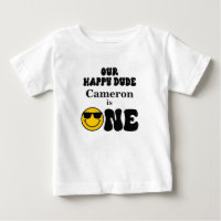 Black White Yellow Our Happy Dude 1st Birthday