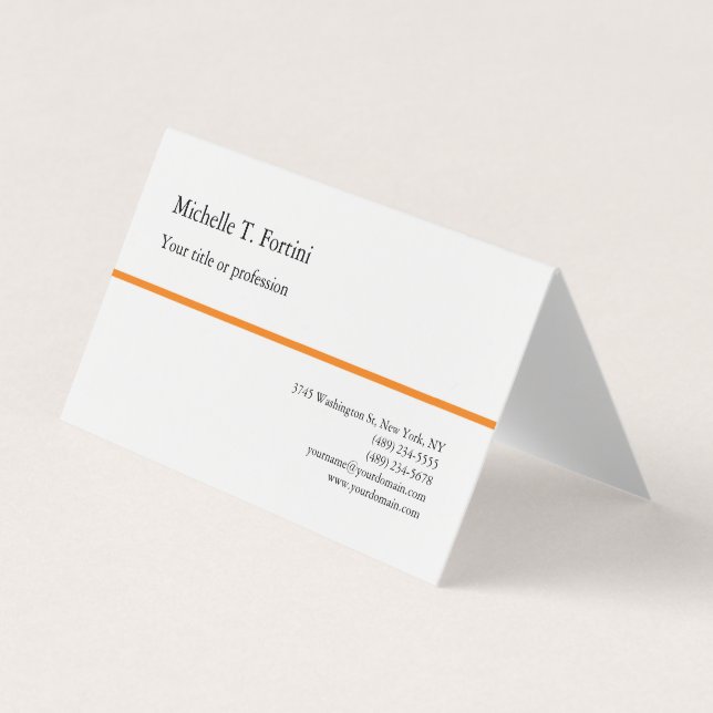 Black White Yellow Plain Minimalist Simple Business Card (Front)