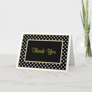 Black White Yellow Polka Dot Wedding Thank You