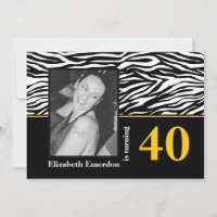 Black white yellow zebra print 40th birthday photo