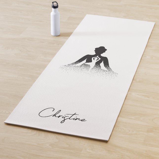 Black-White Yoga Pose with Custom Name Mat (In Situ)