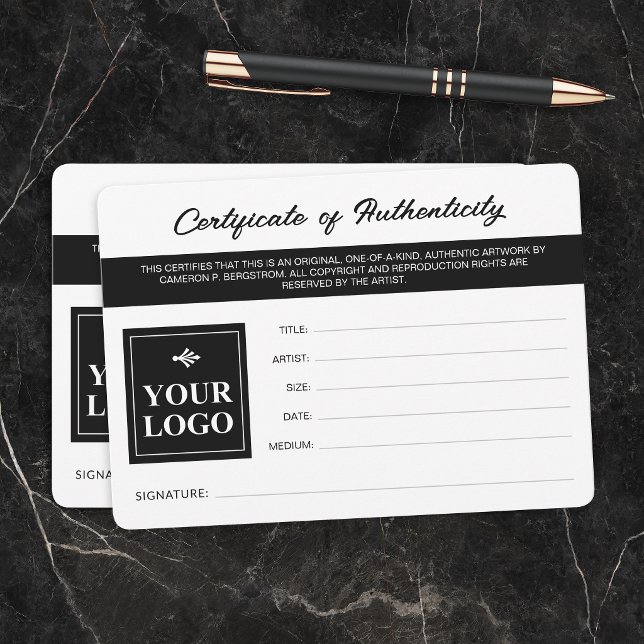 Black White Your Logo Certificate of Authenticity (Creator Uploaded)