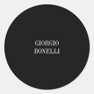 Black White Your Name Minimalist Personal Modern Classic Round Sticker