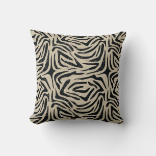 Black white Zebra Animal Print  Cushion
