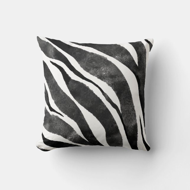   Black white Zebra Animal Print  Cushion (Front)